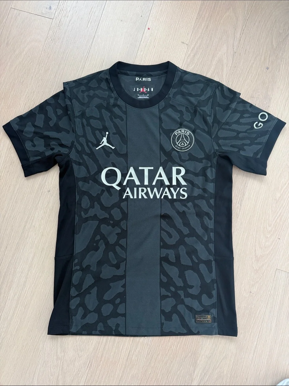 Jordan Paris Saint Germain Soccer Jersey in Black with Gray Accents